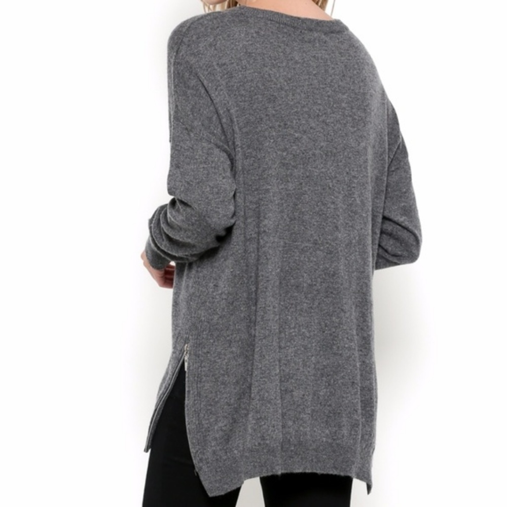 ❣️LAST ONE❣️ Side Zip Heather Grey Sweater 6fo8p6a - Picture 4 of 7
